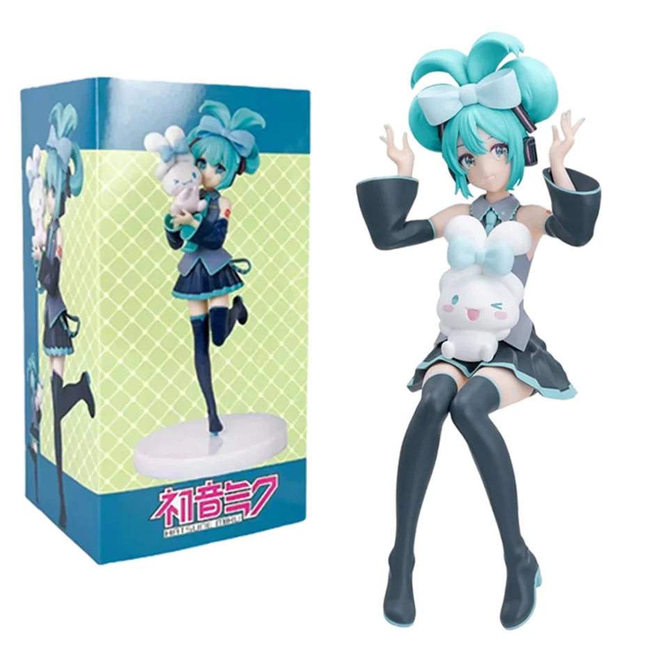 20CM Anime Hatsune Miku X Cinnamoroll Figure Anime Peripheral Collectible Models Decorative Decorations Children Kawaii Gift