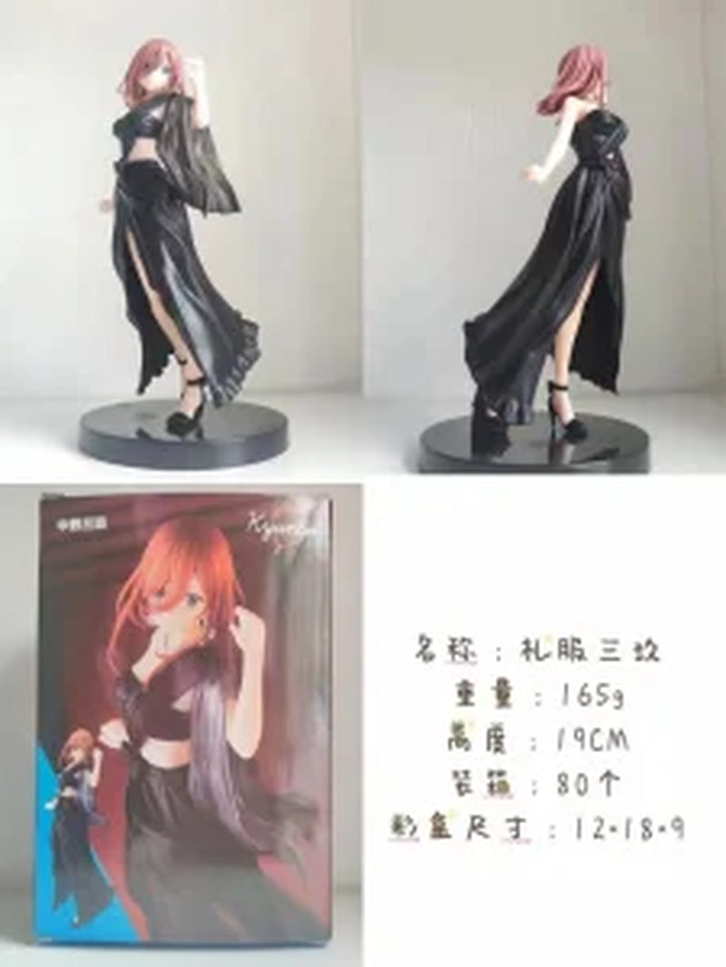 19CM Anime the Quintessential Quintuplets Figure Nakano Miku Nino Ichika Itsuki Black Evening Dressstanding Static Toys PVC