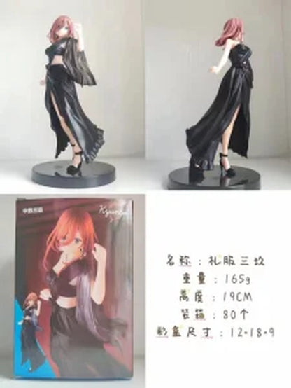 19CM Anime the Quintessential Quintuplets Figure Nakano Miku Nino Ichika Itsuki Black Evening Dressstanding Static Toys PVC