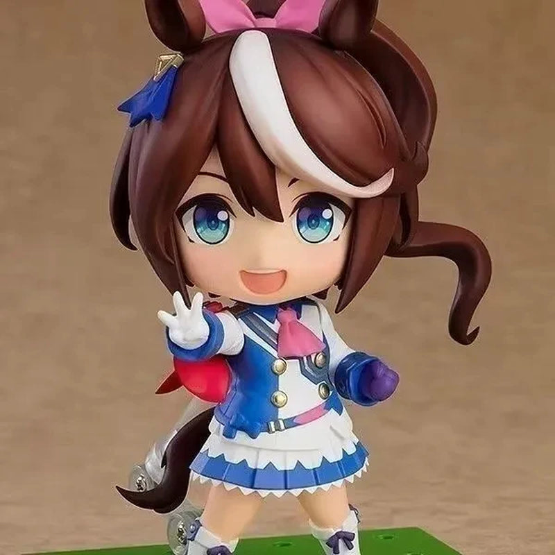 10Cm Umamusume Mini Figure Set, Cute Anime Race Girl Statues W/ Base, Desktop Collectible for Fans - 6Pcs