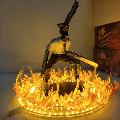 Chainsaw Man Denji Anime Figures PVC Toys Fire Effect 18Cm Action Figures LED Visual Night Lights Model Doll Juguetes Figurals