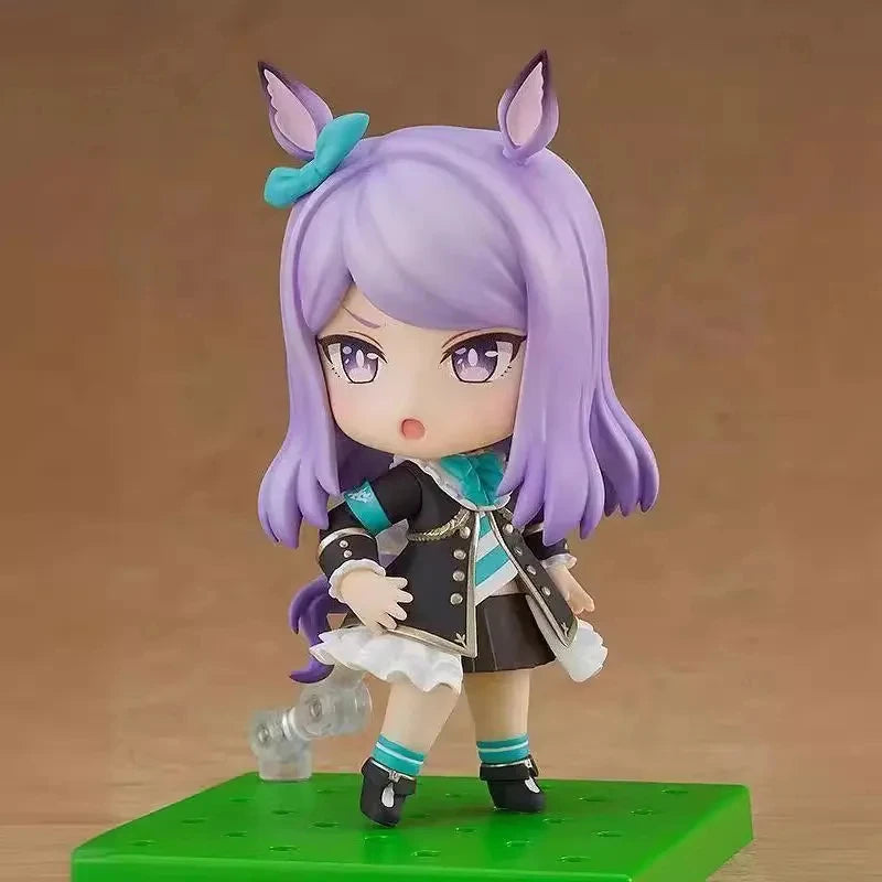 10Cm Umamusume Mini Figure Set, Cute Anime Race Girl Statues W/ Base, Desktop Collectible for Fans - 6Pcs