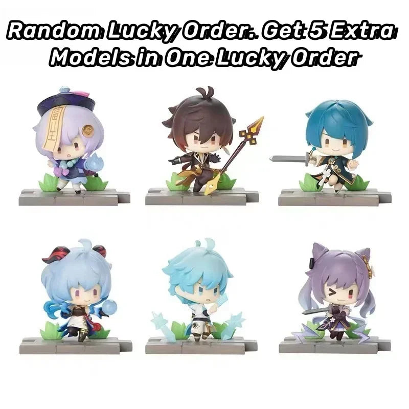 Genshin Impact Blind Box Mystery Box Handmade Anime Figures Paimon Aether Ganyu Walnut Action Figures Large Model Gift