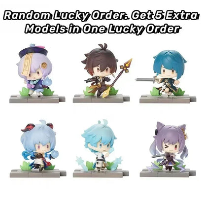 Genshin Impact Blind Box Mystery Box Handmade Anime Figures Paimon Aether Ganyu Walnut Action Figures Large Model Gift